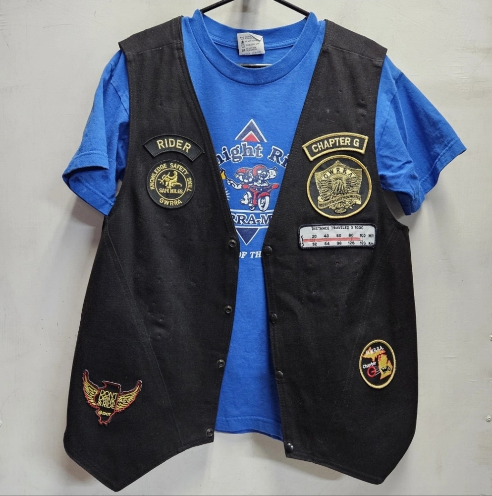 GWRRA Midnite Riders Michigan Honda Gold Wing Biker Shirt & Vest Med Tee/XL Vest